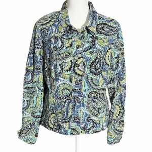 Charter Club Blue and Green Paisley Button Down Shirt/Jacket  size XL